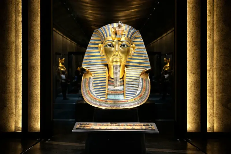 Tutankhamun golden mask at the Grand Egyptian Museum